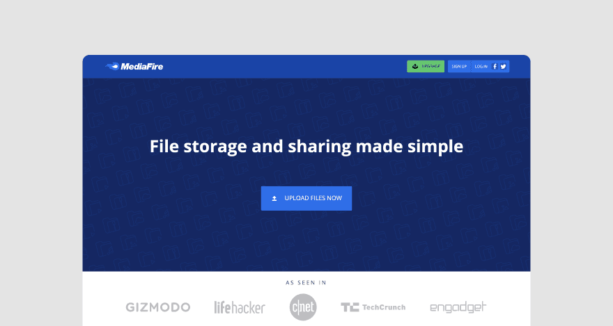 Mediafire's homepage