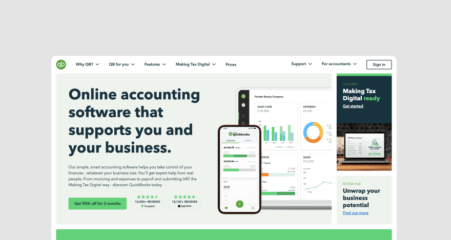 Quickbooks homepage