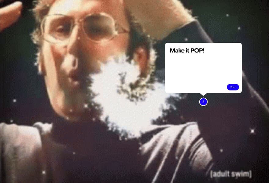 Meme of a man with a white beard against a starry background, with a MarkUp comment reading “Make it POP!”