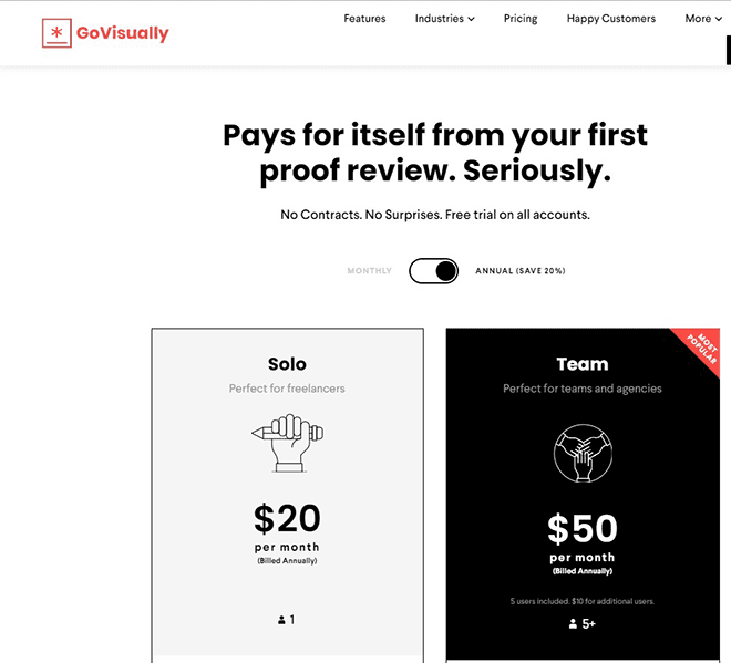 GoVisually offers three pricing plans.