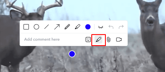 A video open in MarkUp.io with the Pen tool and colour palette selected