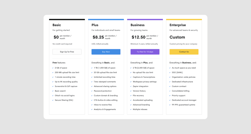 Jumpshare's pricing