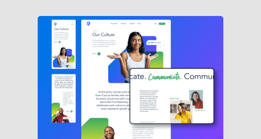 Company culture page mockup