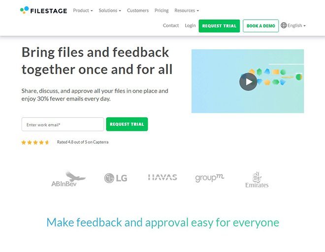Filestage's homepage.