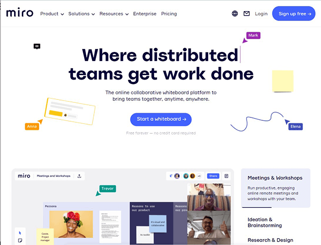 Miro's homepage.