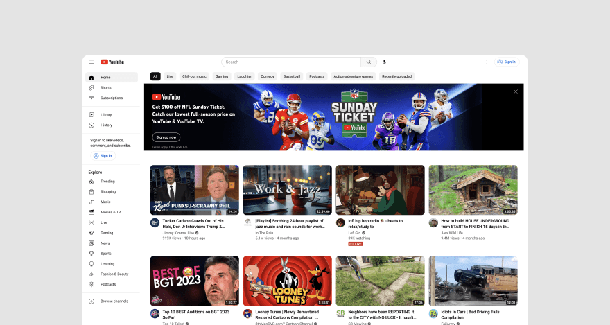 Youtube's homepage