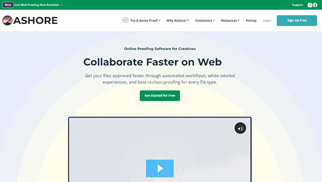 Ashore's homepage.