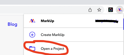 The extension dropdown with the “Open a Project” option circled in orange