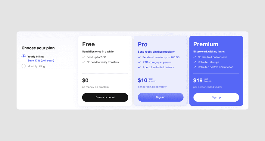 WeTransfer pricing