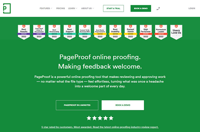 PageProof's homepage.