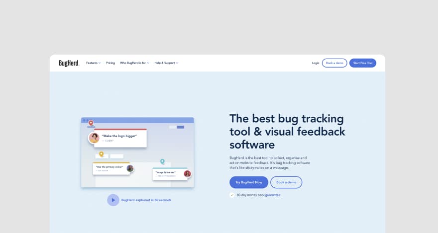 Bugherd's homepage.