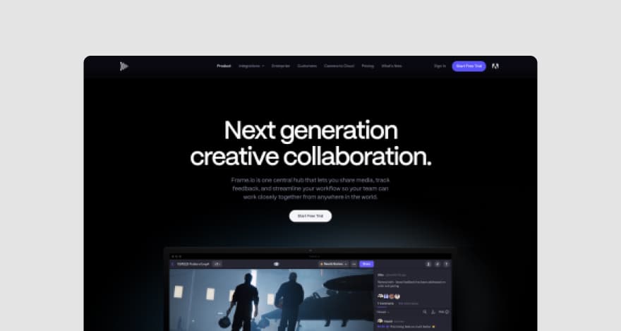 Frame.io's homepage