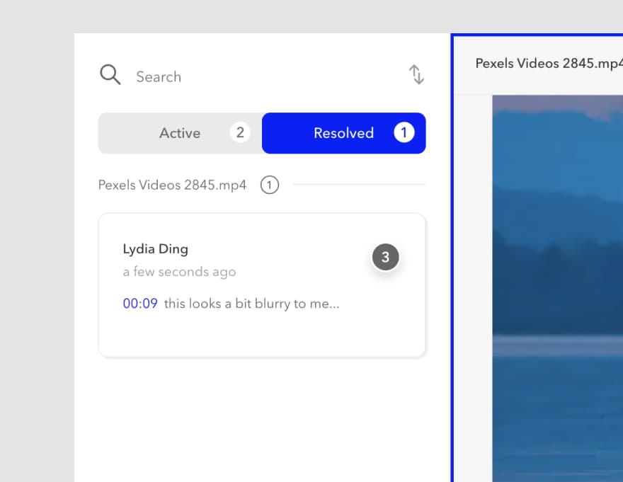 Resolved comment on a Video MarkUp that reads, "this looks a little blurry to me."