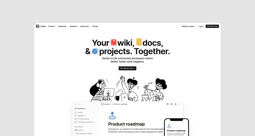 Notion homepage