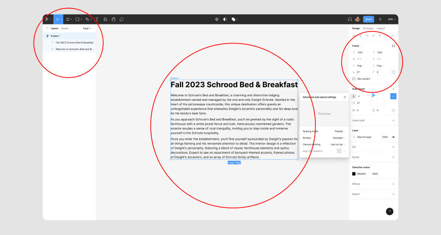 Changing layers to auto layouts.