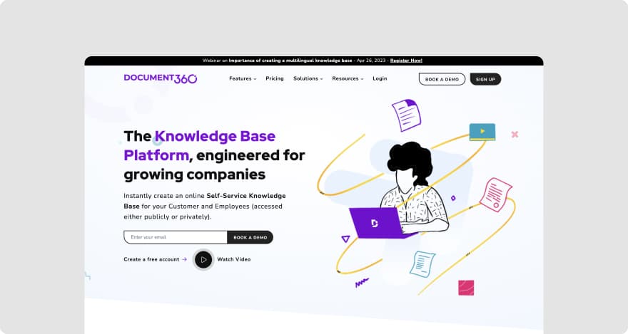 Document360 homepage
