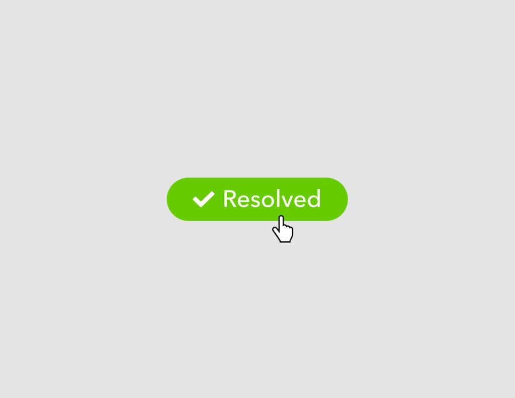 A cursor clicking the green “Resolved” button used to resolve a comment in MarkUp.io