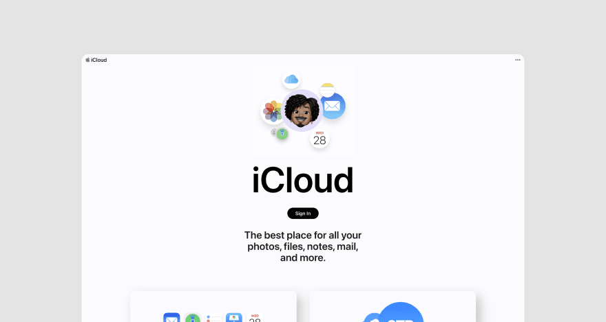 iCloud's homepage