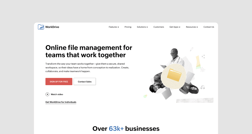 Zoho Docs homepage