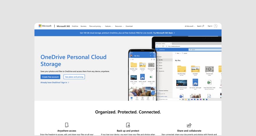 OneDrive homepage