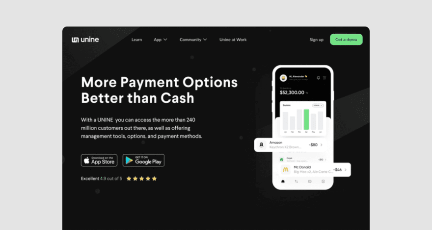 Online payment website mockup