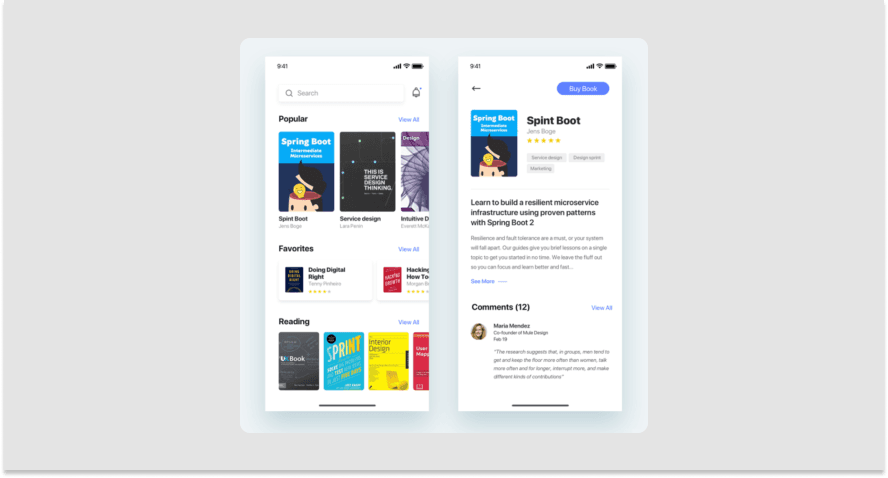 Example of a responsive app for learning new things about UX.
