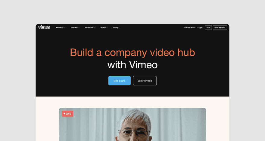Vimeo's homepage