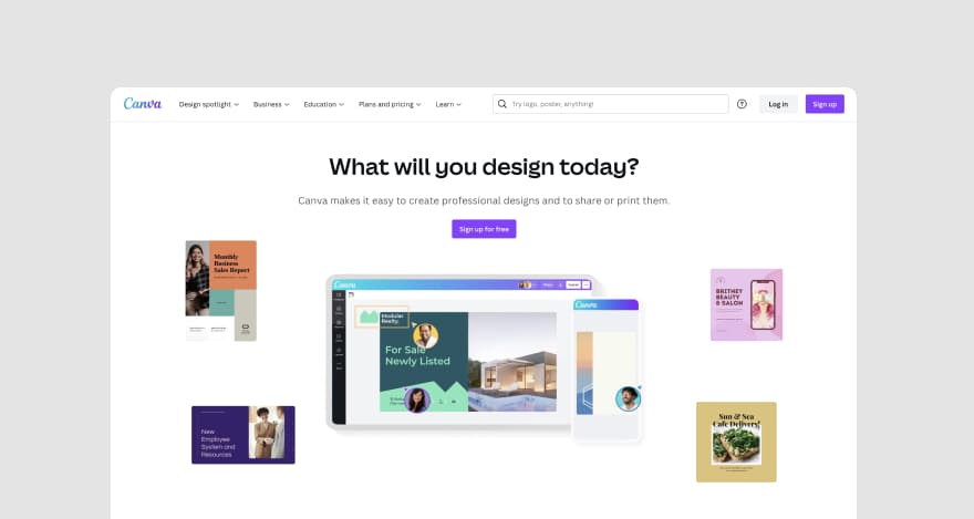 Canva's homepage.