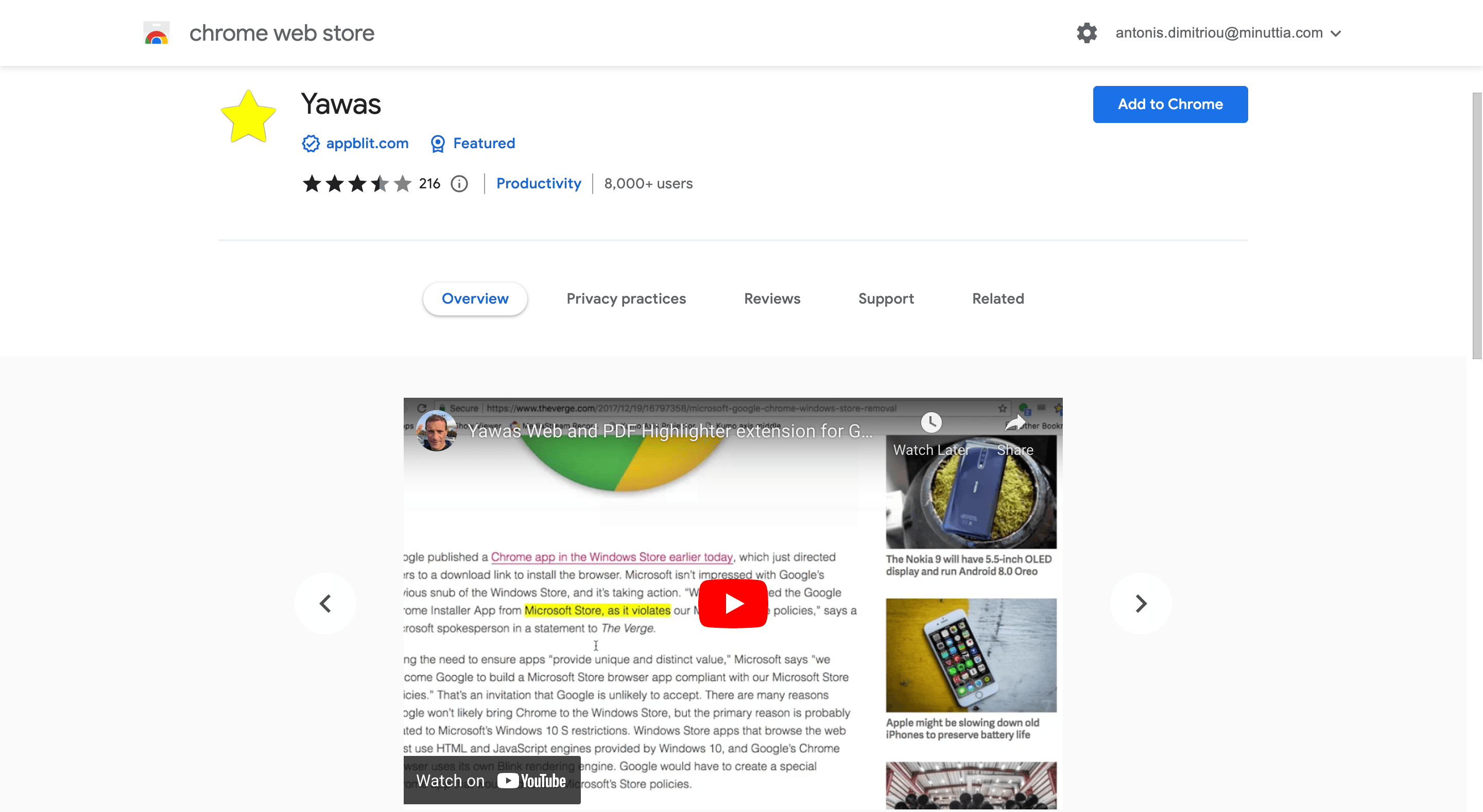 Yawas homepage.