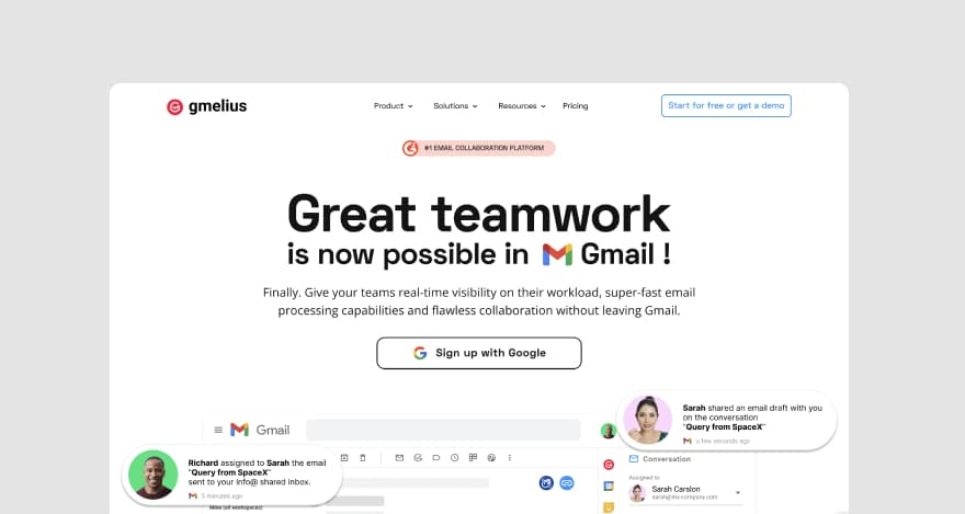 Gmelius' homepage.
