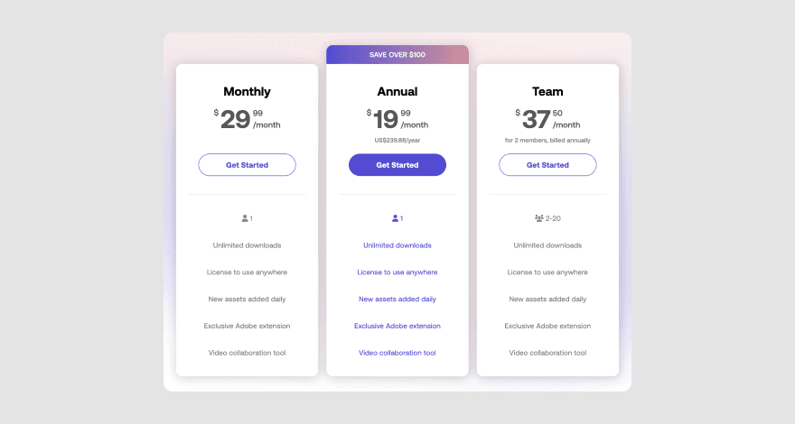 Motion Array pricing