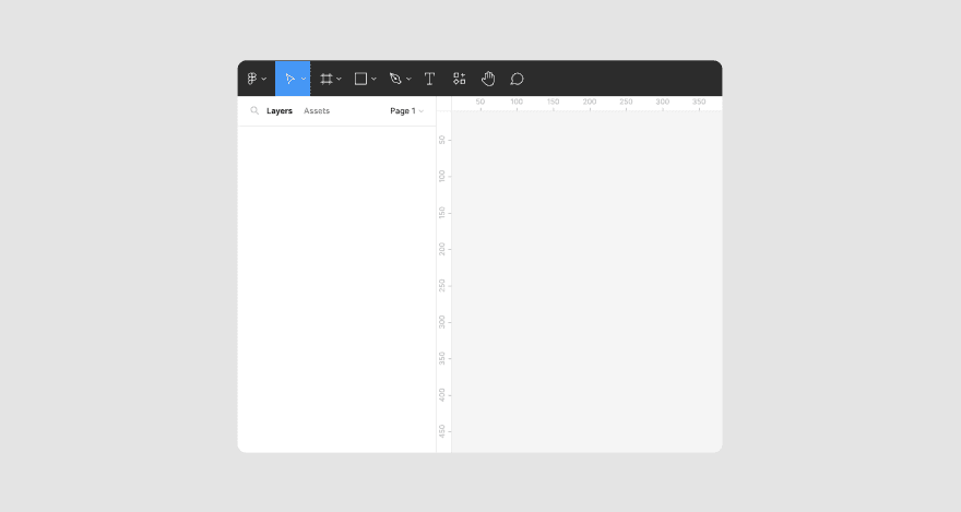 Example of a blank design file in Figma.
