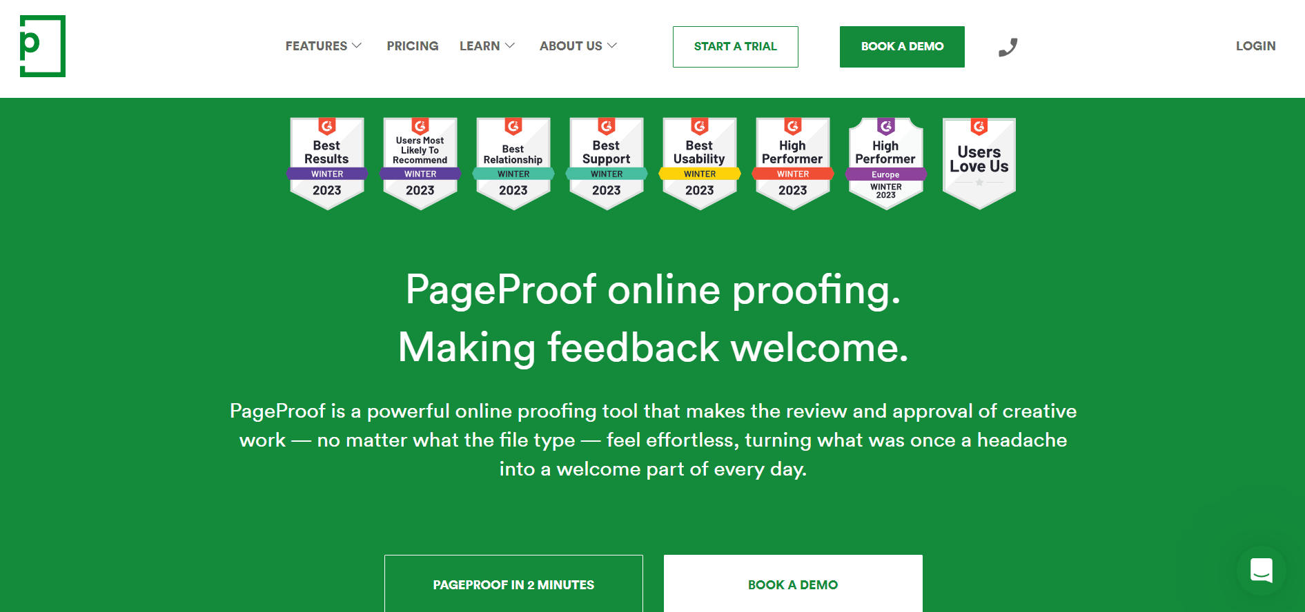 PageProof's homepage