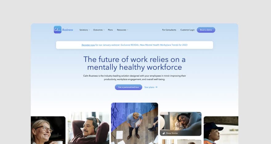 Calm homepage