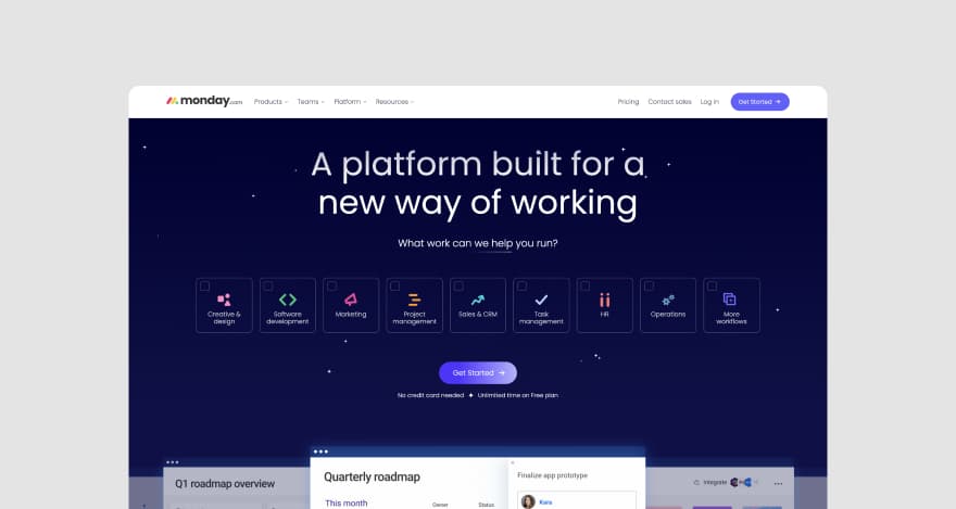 Monday homepage