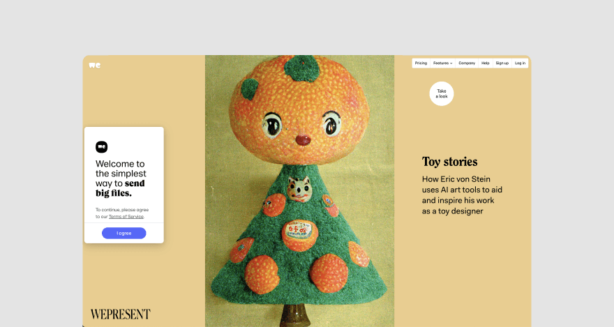 WeTransfer's homepage