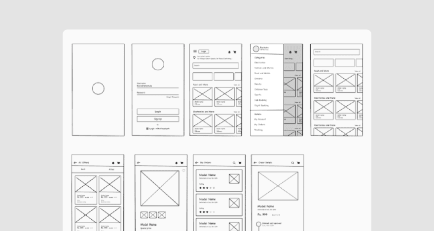 Example of a wireframe from Dribbble