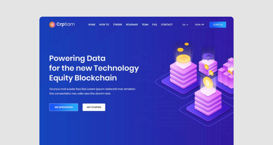 Crypto trading website mockup