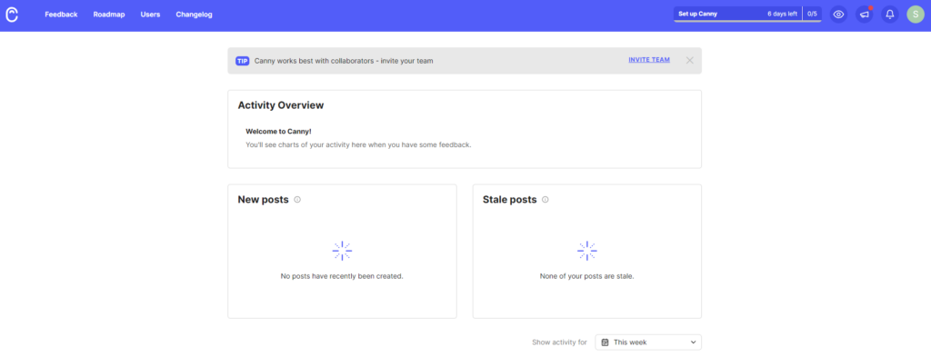 Canny Product Feedback Tool Website Homepage Screenshot of the website homepage of the product feedback tool Canny.