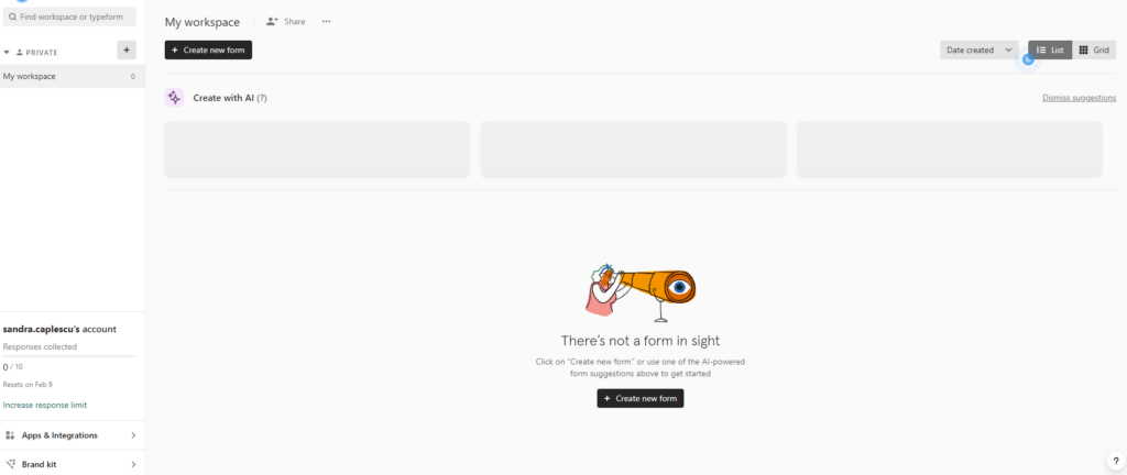 Typeform Product Feedback Tool Website Homepage Screenshot of the website homepage of the product feedback tool Typeform.