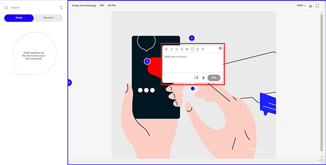 An example of image annotation on MarkUp.io