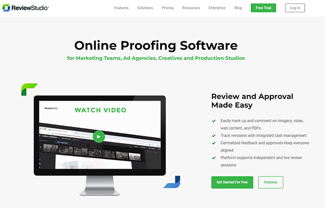 ReviewStudio ad proofing software homepage