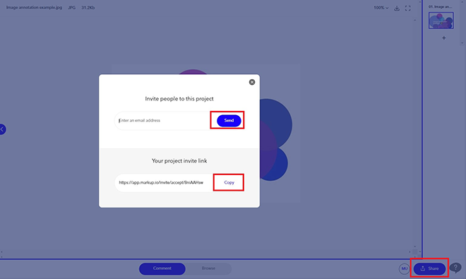 How to invite people to a MarkUp