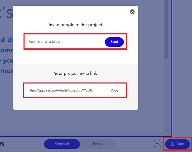 How to share a MarkUp project