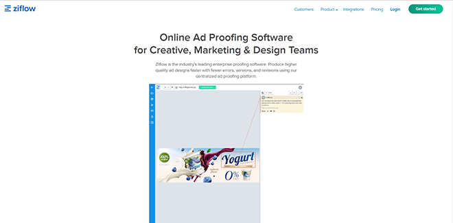 Ziflow ad proofing software homepage