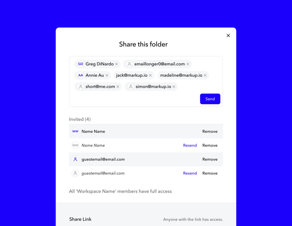 All MarkUp.io users can now send bulk invites