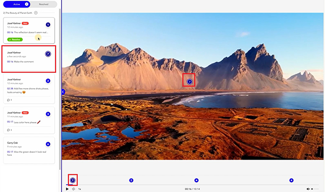 An example of video annotation on MarkUp.io