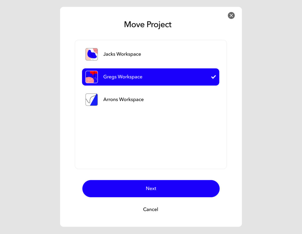 How to move a project in MarkUp.io