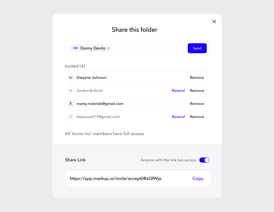 How to share a MarkUp during an approval workflow