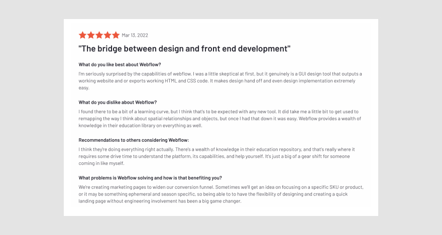 Webflow 5-star review